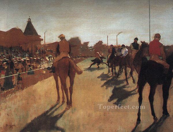 Rennpferde vor der Tribüne Impressionismus Edgar Degas Pferde Ölgemälde
